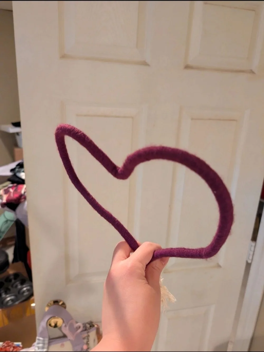 Heart-Shaped Wrapped Rope Wall Hanger in Plum